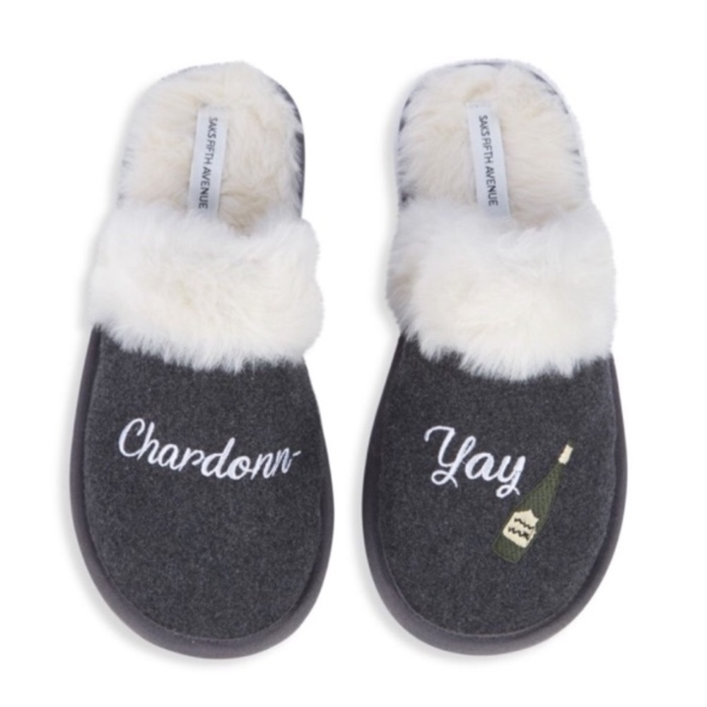 Saks Fifth Avenue Faux Fur Slippers